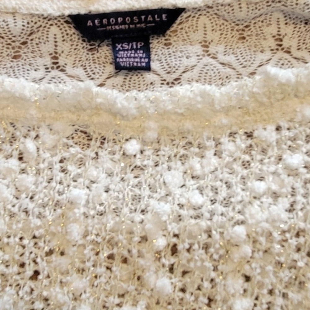 Aeropostale Cream Open-Weave Lightweight Knit Sweater - Picture 4 of 4